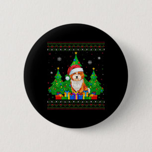 Ugly Sweater Christmas Tree Santa Hat Shichon Dog 6 Cm Round Badge