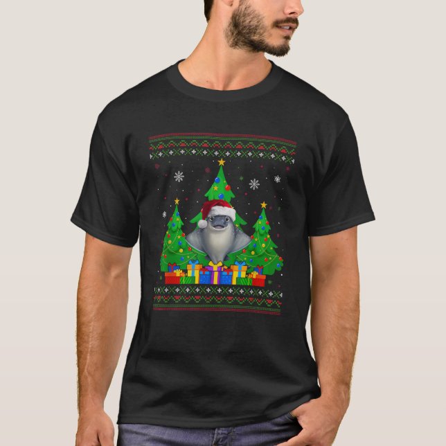 Ugly Sweater Christmas Tree Santa Hat Stingray Xma (Front)