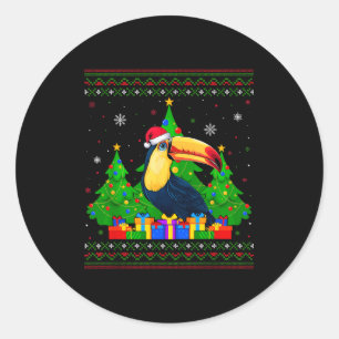 Ugly Sweater Christmas Tree Santa Hat Toucans Xmas Classic Round Sticker
