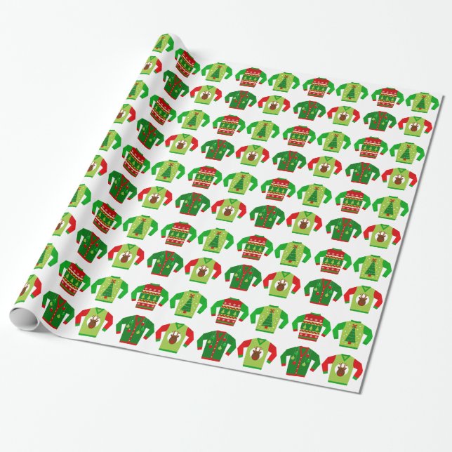Ugly Sweater Christmas Wrapping Paper (Unrolled)