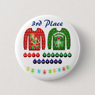 Ugly Sweater Contest 3rd Place Winner Award 6 Cm Round Badge