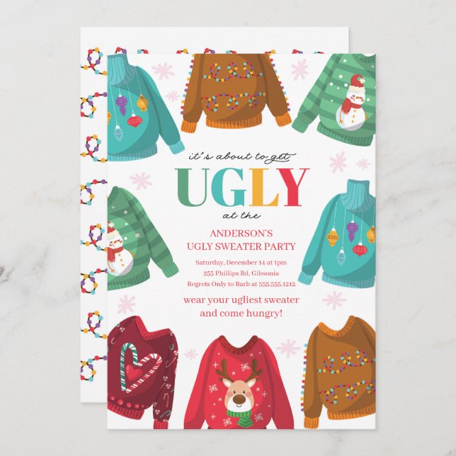 Ugly Sweater Contest Party Invitation (Front/Back)