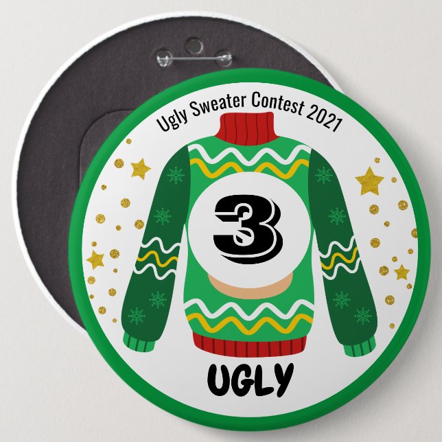 Ugly Sweater Contest Prize Button (Front & Back)