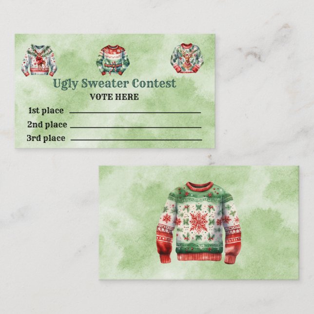 Ugly Sweater Contest Voting Cards (Front/Back)