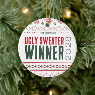 Ugly Sweater Contest Winner Prize Ceramic Tree Decoration