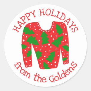 Ugly Sweater CUSTOM Holiday Christmas  Classic Round Sticker