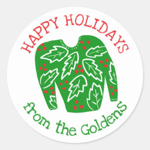 Ugly Sweater CUSTOM Holiday Christmas  Classic Round Sticker