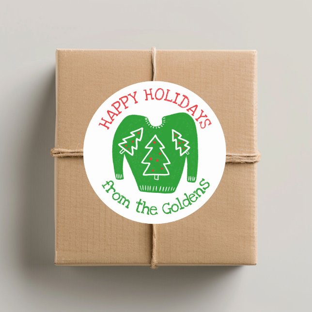 Ugly Sweater CUSTOM Holiday Christmas  Classic Round Sticker (Ugly Sweater CUSTOM Holiday Christmas Classic Round Sticker
)