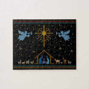 Ugly Sweater Design Nativity Christian Religious Jigsaw Puzzle