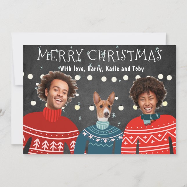 Ugly Sweater Family Christmas Card ,Funny Christma (Front)