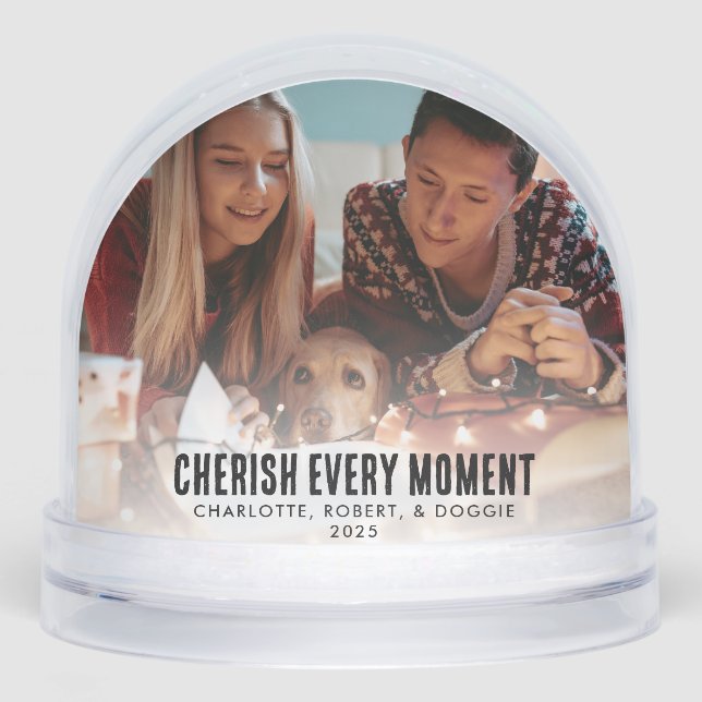 Ugly Sweater Family Photo with Dog Christmas Snowglobe (Front)