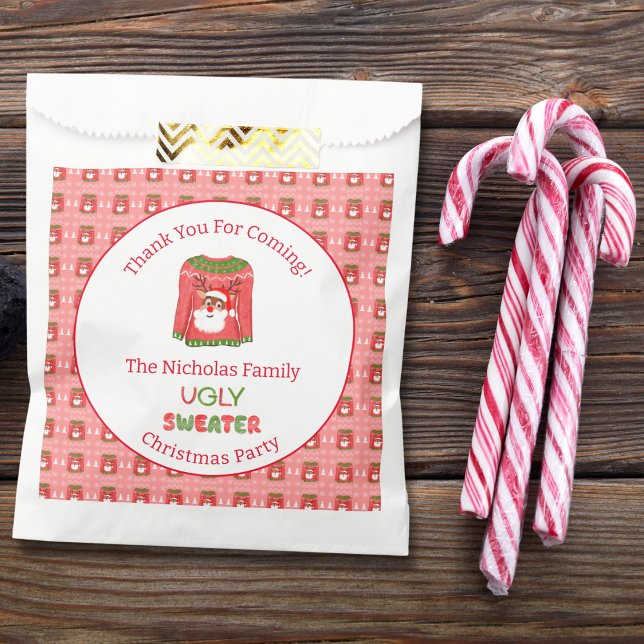 Ugly Sweater Funny Reindeer Christmas Thank You Favour Bags (Creator Uploaded)