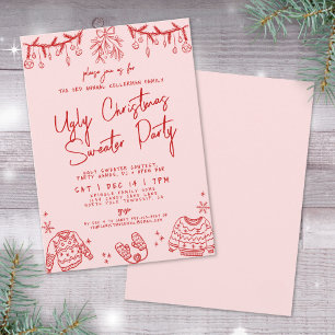 Ugly Sweater Hand Drawn Christmas Party Invitation