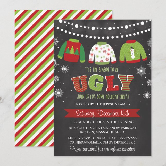 Ugly Sweater Holiday Christmas Party Invitation (Front/Back)