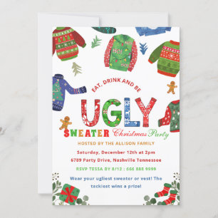 Ugly Sweater Holiday Christmas Party  Invitation