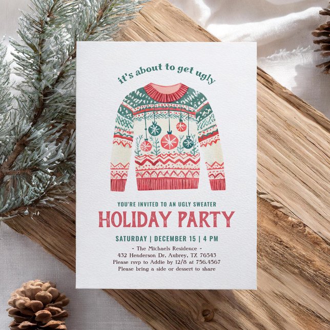 Ugly Sweater Holiday Christmas Party Invitation (Creator Uploaded)