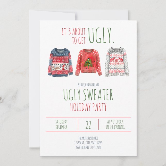 Ugly Sweater Holiday Party Invitation (Front)