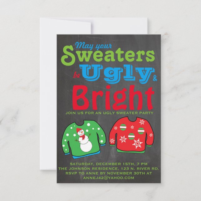 Ugly Sweater Holiday Party. Invitation (Front)
