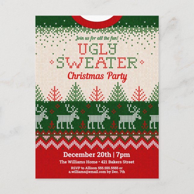 Ugly Sweater Holiday Party Invitation (Front)
