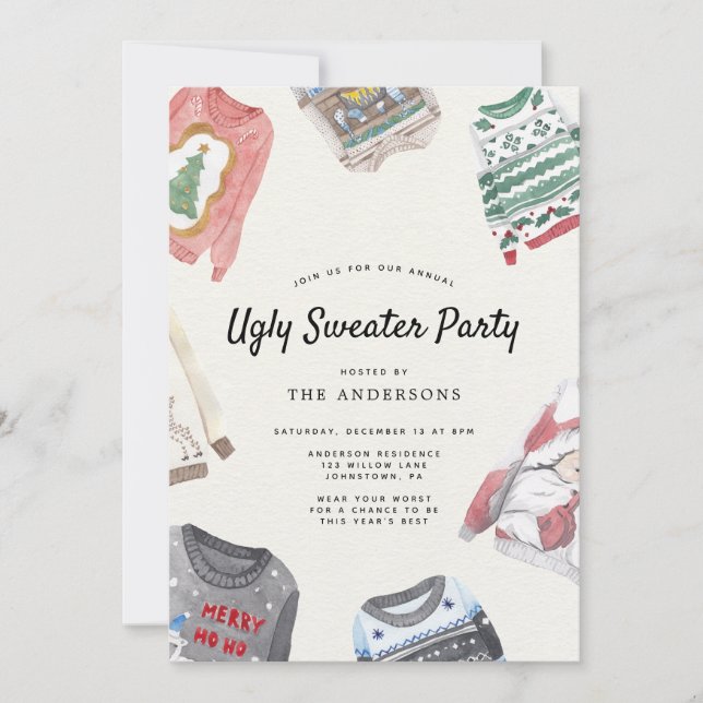 Ugly Sweater Holiday Party Invitation (Front)