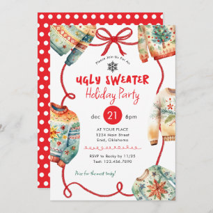 Ugly Sweater Holiday Party Watercolor Invitation