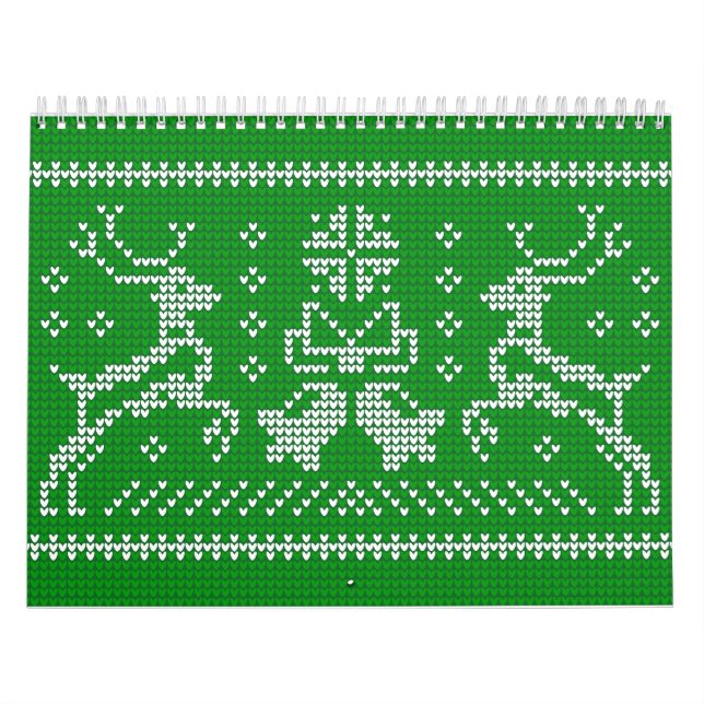 Ugly sweater jingle bells Christmas deers green Calendar (Cover)