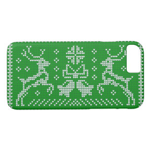 Ugly sweater jingle bells Christmas deers green  iPhone 8/7 Case