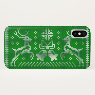 Ugly sweater jingle bells Christmas deers green iPhone X Case