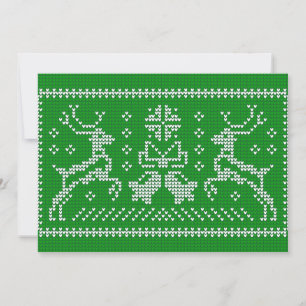 Ugly sweater jingle bells Christmas deers green Invitation