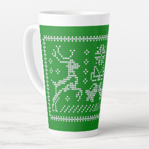 Ugly sweater jingle bells Christmas deers green Latte Mug