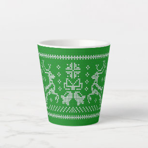 Ugly sweater jingle bells Christmas deers green  Latte Mug