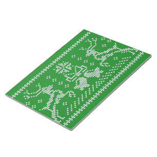 Ugly sweater jingle bells Christmas deers green Notepad