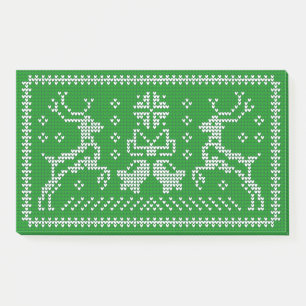 Ugly sweater jingle bells Christmas deers green Post-it Notes