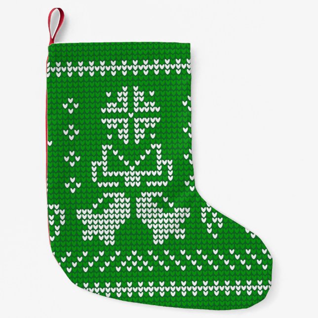 Ugly sweater jingle bells Christmas deers green Small Christmas Stocking (Front)