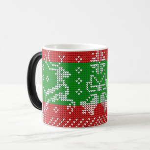 Ugly sweater jingle bells Xmas reindeers crochet Magic Mug
