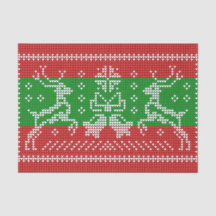 Ugly sweater jingle bells Xmas reindeers crochet Tissue Paper