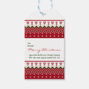 Ugly Sweater Knitted Hygge Angels Hearts Christmas Gift Tags