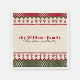 Ugly Sweater Knitted Hygge Angels Hearts Christmas Napkin