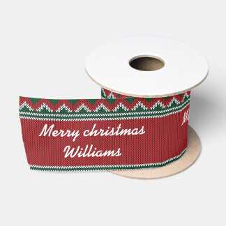 Ugly Sweater Knitted Pattern Christmas Ribbon Satin Ribbon