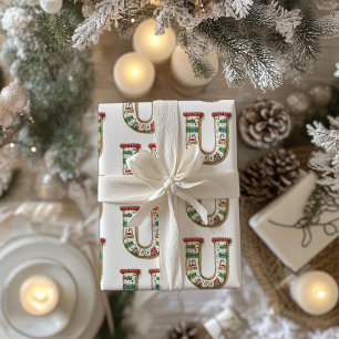 Ugly Sweater Letter U Christmas Wrapping Paper