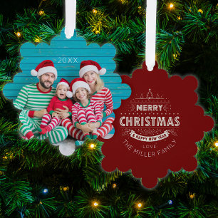 Ugly Sweater Merry Christmas Photo Ornament Card