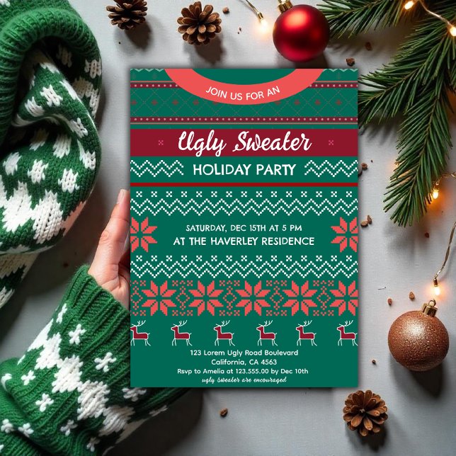 Ugly sweater Modern holiday party Invitation (Creator Uploaded)