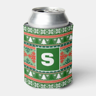 Ugly Sweater Monogram Can Cooler