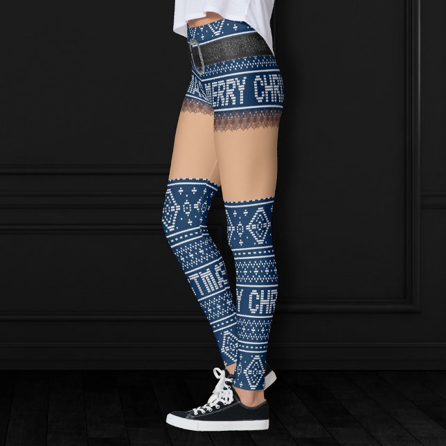 Ugly Sweater Navy Blue Short Skirt | Medium Skin Leggings (Creator Uploaded)