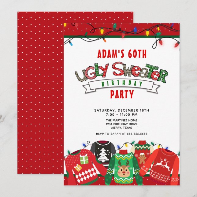 Ugly Sweater Party 60th Birthday Invitation (Front/Back)