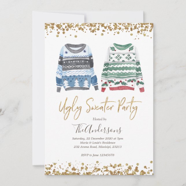 Ugly Sweater Party Christmas Holiday Invitation (Front)