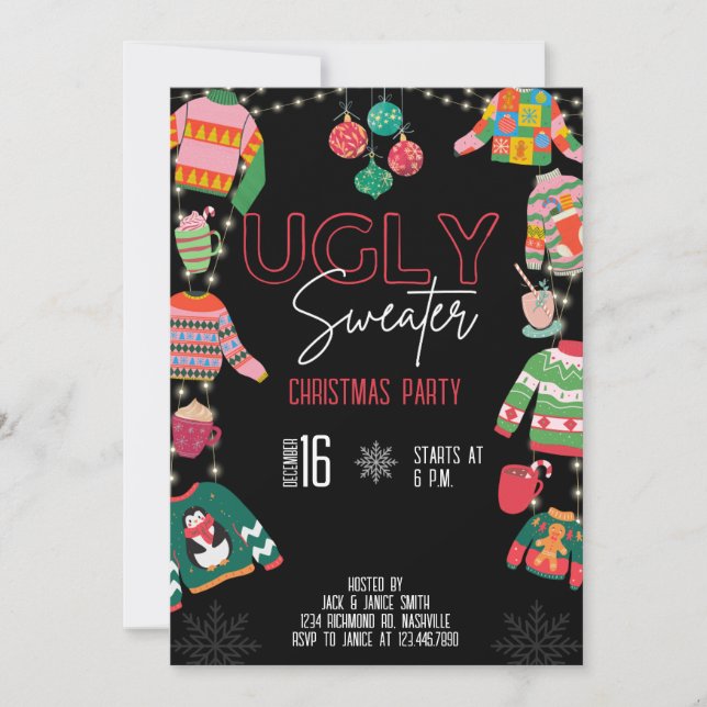 UGLY SWEATER PARTY CHRISTMAS TACKY SWEATER INVITE (Front)