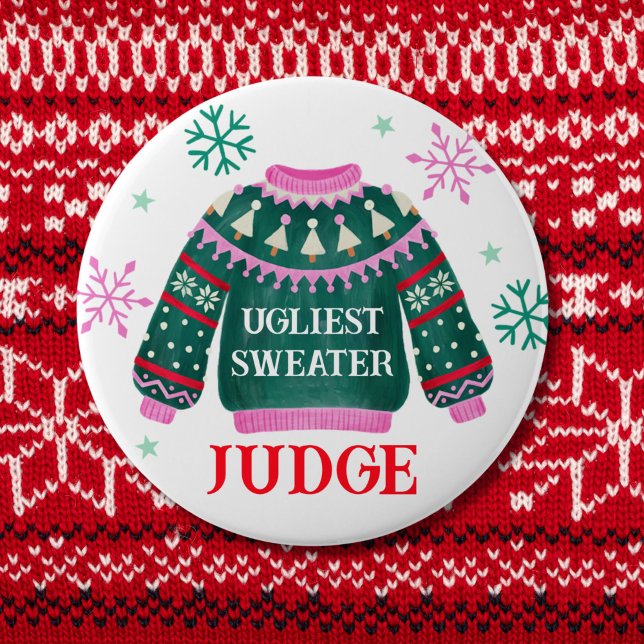 Ugly Sweater Party Competition Judge 10 Cm Round Badge (Ugly Sweater Party Competition Judge Button)