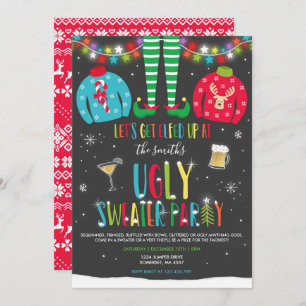 Ugly Sweater Party Invitation Christmas Elfed Up