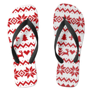 Ugly sweater pattern Christmas Flip Flops